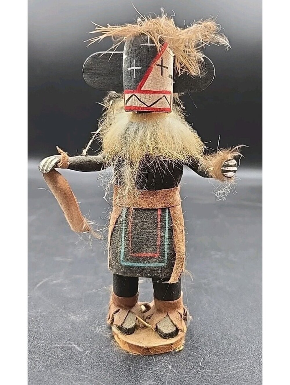 Native American Signed Kachina Doll 70s Warrior GARY NEGALE 6 3/4" Ewiro